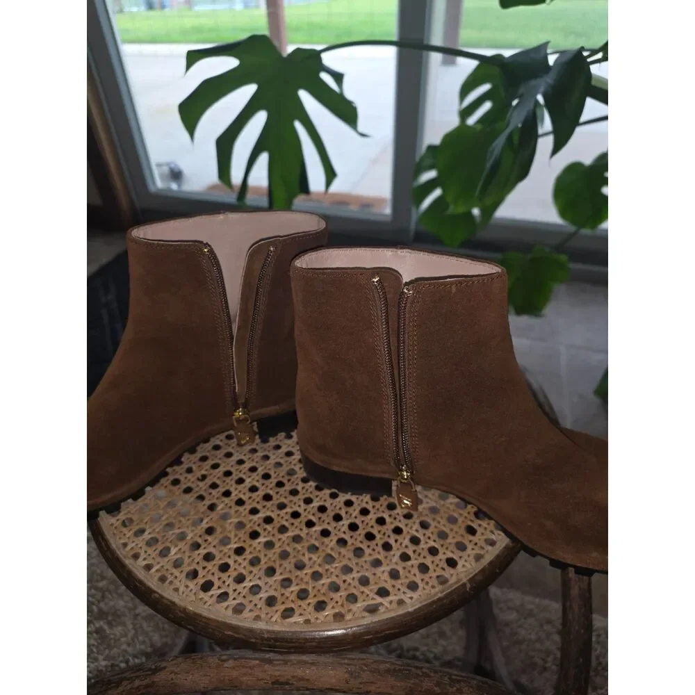 Stuart Weitzman Maelie Suede Ankle Booties Brown Lug Sole Size 8 EU 38.5‎